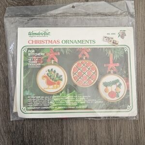 Set Of 3 Christmas Ornaments Stitchery Set